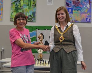 Julie receives trophy